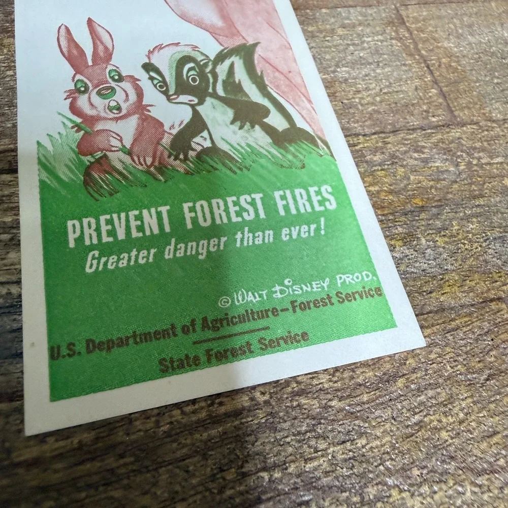 1944 Walt Disney Bambi Bookmark US FOREST Service Vintage Bookmark